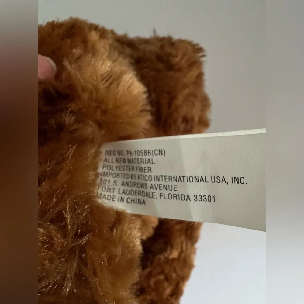 Unbranded Brown Shaggy Bear Plush Red Heart XOXO Print Red Bow